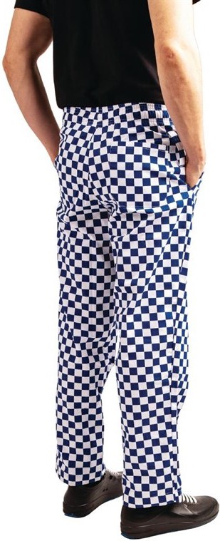  Whites Pantalon de cuisine Easyfit &agrave; carreaux blanc et bleu 