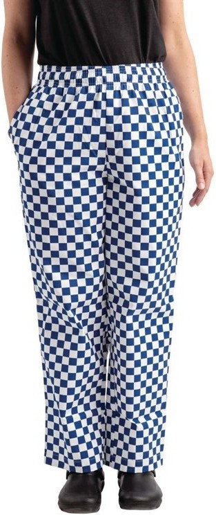  Whites Pantalon de cuisine Easyfit &agrave; carreaux blanc et bleu 