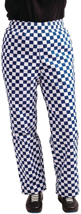  Whites Pantalon de cuisine Easyfit &agrave; carreaux blanc et bleu 