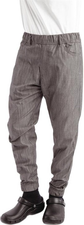  Chef Works Pantalon de cuisine Works Urban Jogger 257 &agrave; fines rayures noires et blanches 