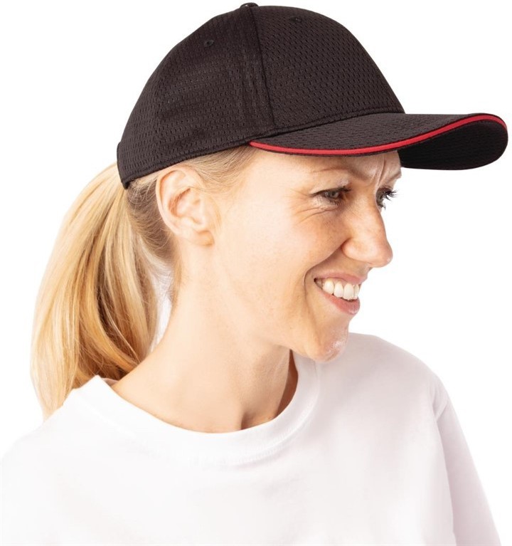  Chef Works Casquette baseball Cool Vent noire et rouge 