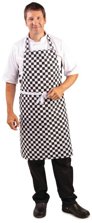  Whites Tablier bavette carreaux noirs et blancs 