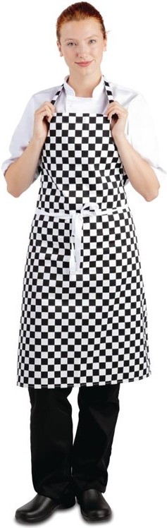  Whites Tablier bavette carreaux noirs et blancs 