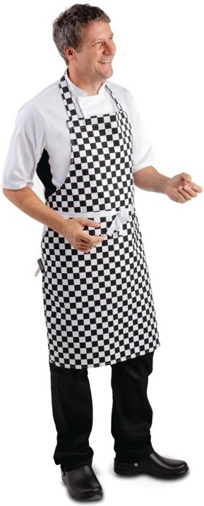  Whites Tablier bavette carreaux noirs et blancs 