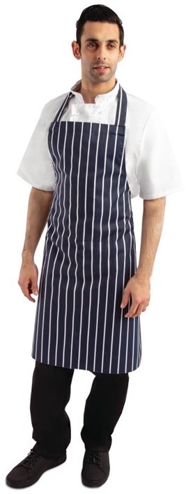  Whites Tablier bavette ray&eacute; marine et blanc 