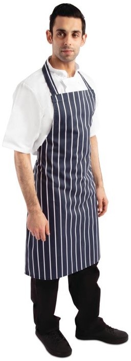  Whites Tablier bavette ray&eacute; marine et blanc 