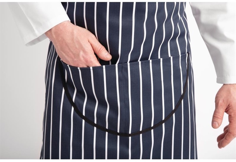  Whites Tablier bavette avec poche ray&eacute; marine et blanc 