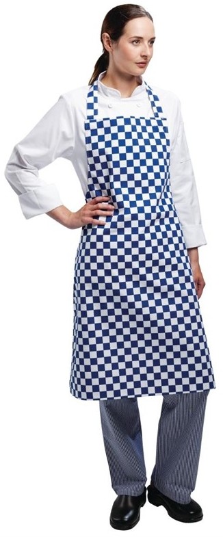  Whites Tablier bavette carreaux bleus et blancs 