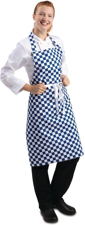  Whites Tablier bavette carreaux bleus et blancs 