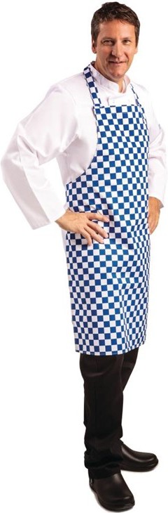  Whites Tablier bavette carreaux bleus et blancs 