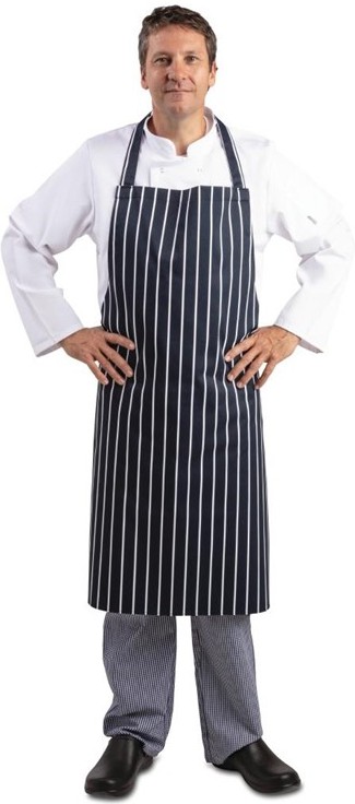  Whites Tablier bavette ray&eacute; marine et blanc XL 