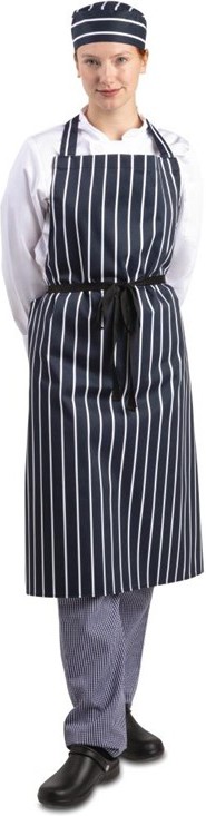  Whites Tablier bavette ray&eacute; marine et blanc XL 