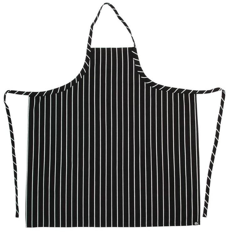  Chef Works Tablier bavette tiss&eacute; Premium rayures noires et blanches 