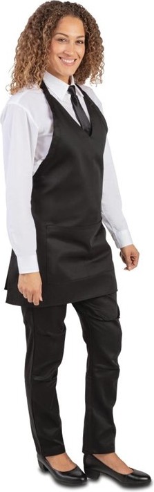  Whites Tablier serveur col en V noir 