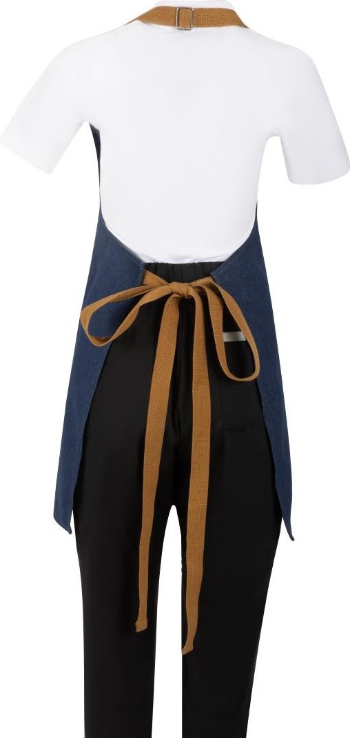  Southside Tablier court en denim bleu avec attaches marron clair 