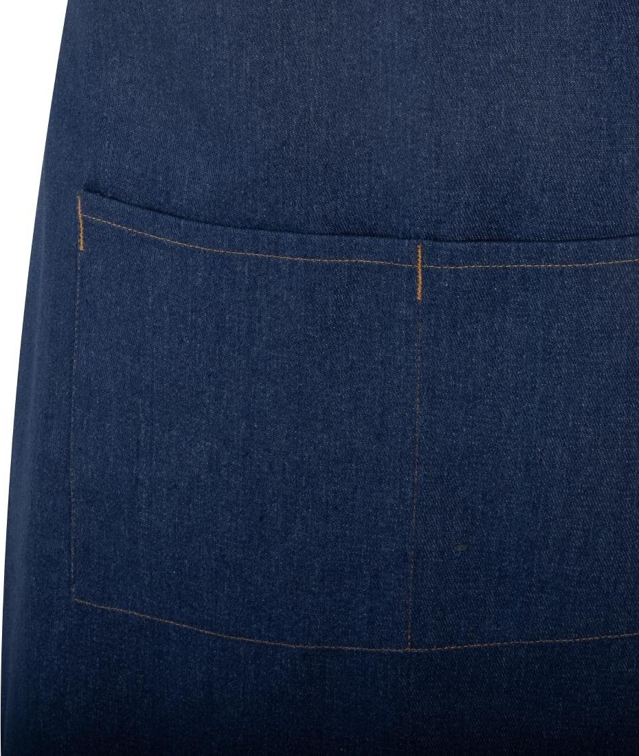  Southside Tablier court en denim bleu avec attaches marron clair 