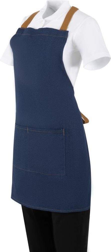  Southside Tablier court crois&eacute; dans le dos en denim bleu avec liens en cuir 