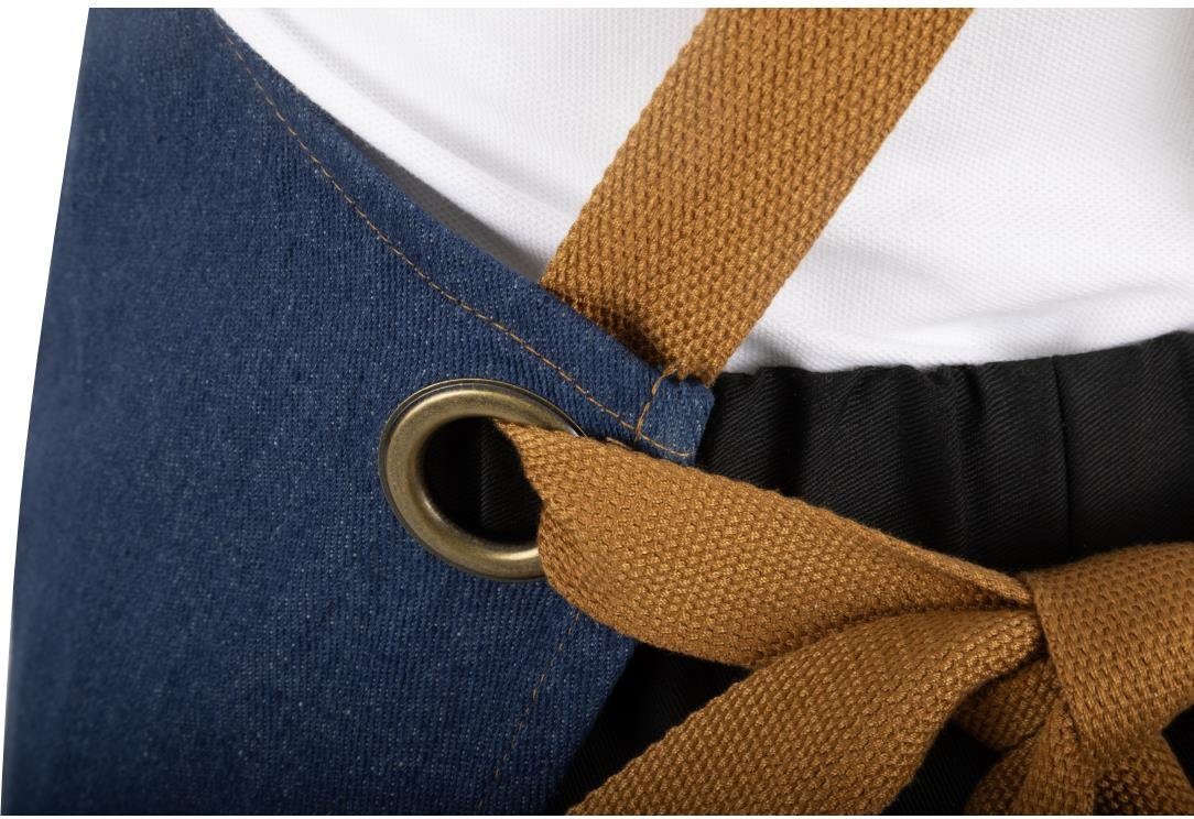 Southside Tablier court crois&eacute; dans le dos en denim bleu avec liens en cuir 