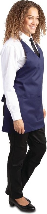  Whites Tablier serveur col en V bleu marine 