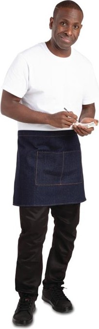  Whites Tablier serveur Southside denim bleu et ceinture ocre 