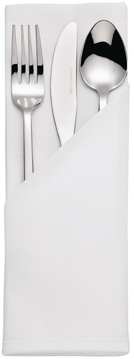  Mitre Luxury Serviettes blanches en coton bande de satin Mitre Luxury 