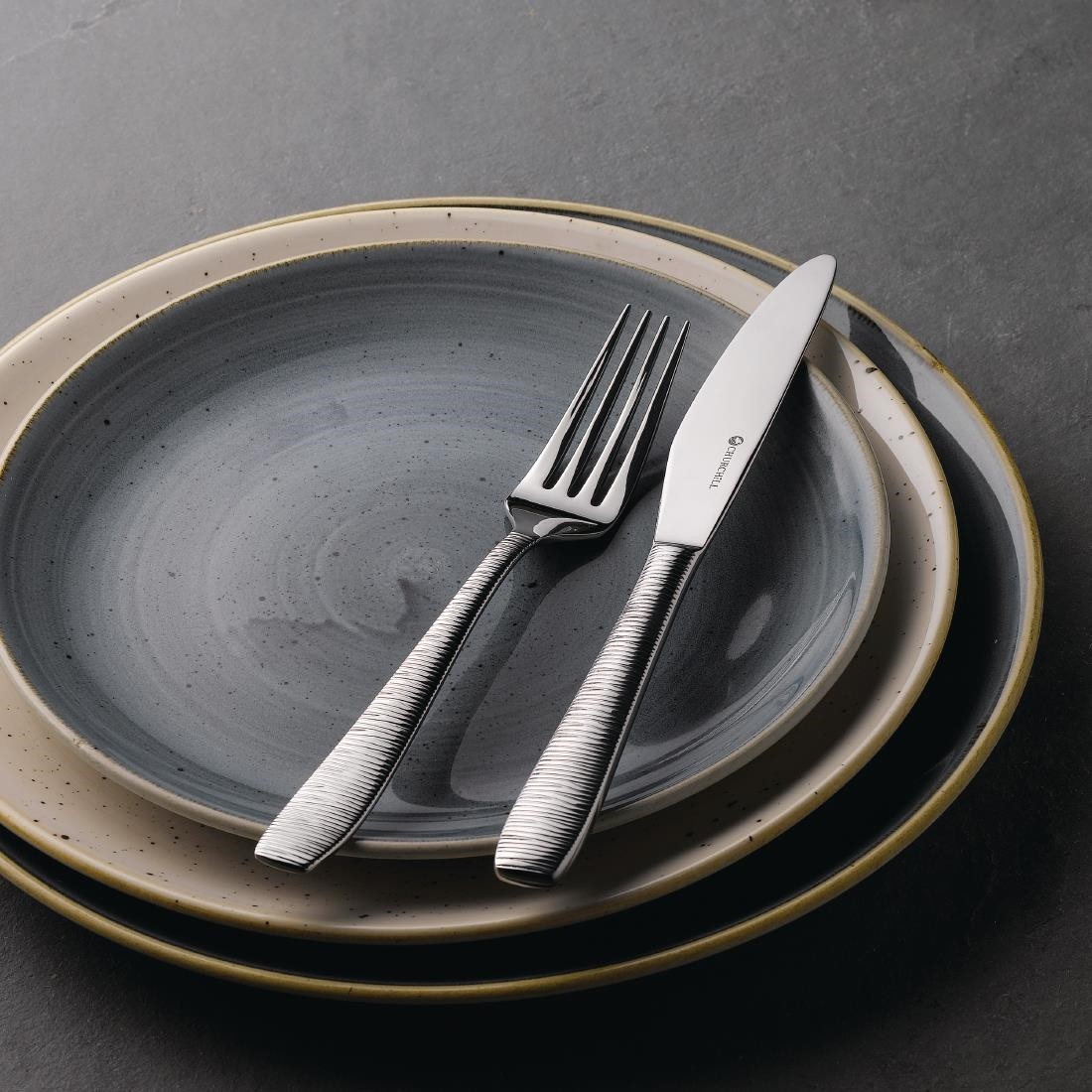  Churchill Assiettes rondes Stonecast Peppercorn Grey 165mm (Lot de 12) 