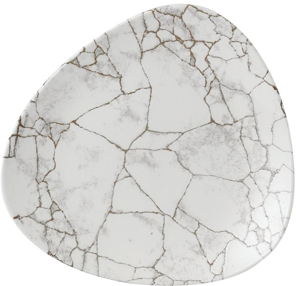  Churchill Assiettes triangulaires Studio Prints Kintsugi Agate Grey Lotus 254mm (Lot de 12) 