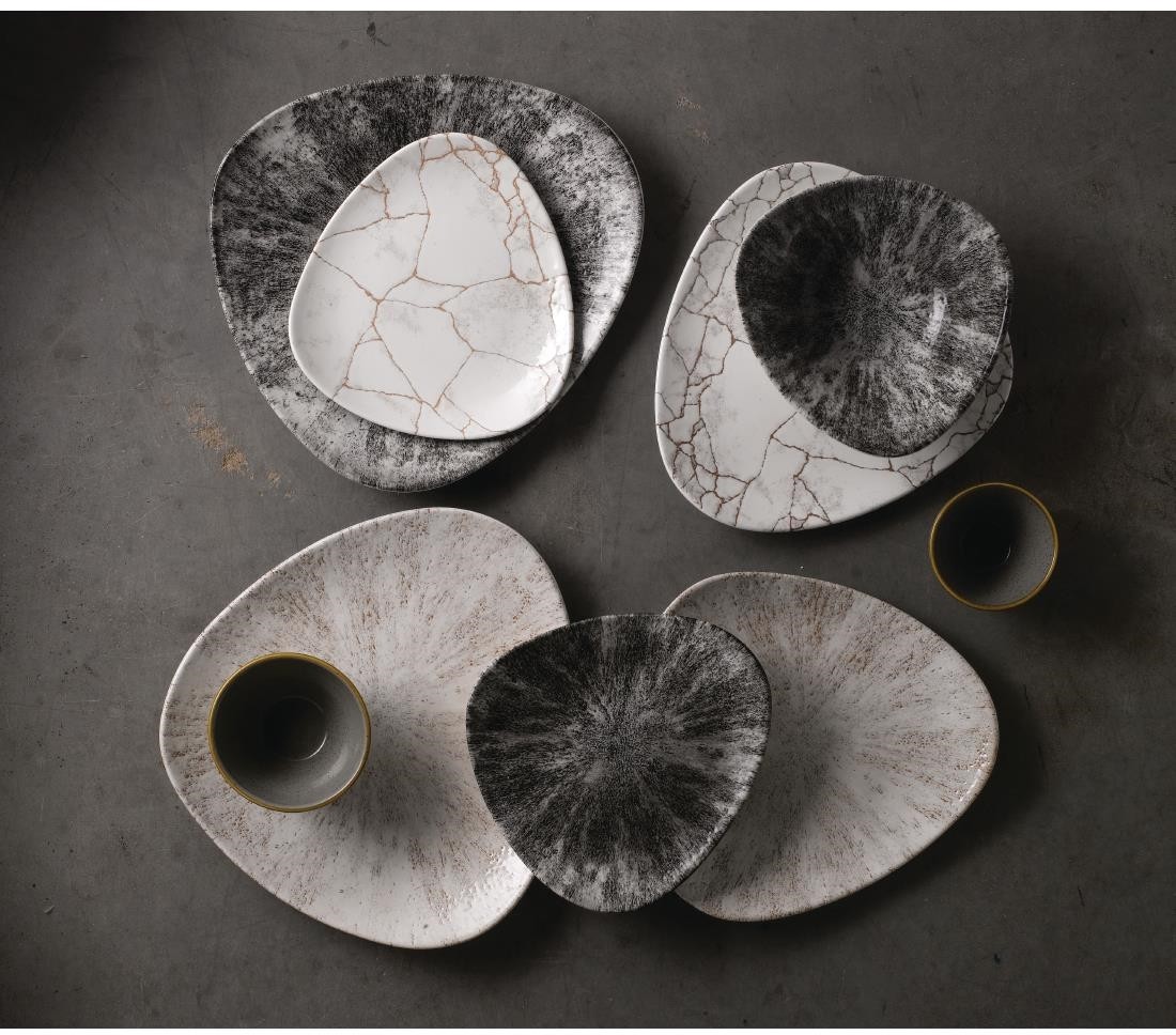  Churchill Assiettes triangulaires Studio Prints Kintsugi Agate Grey Lotus 254mm (Lot de 12) 