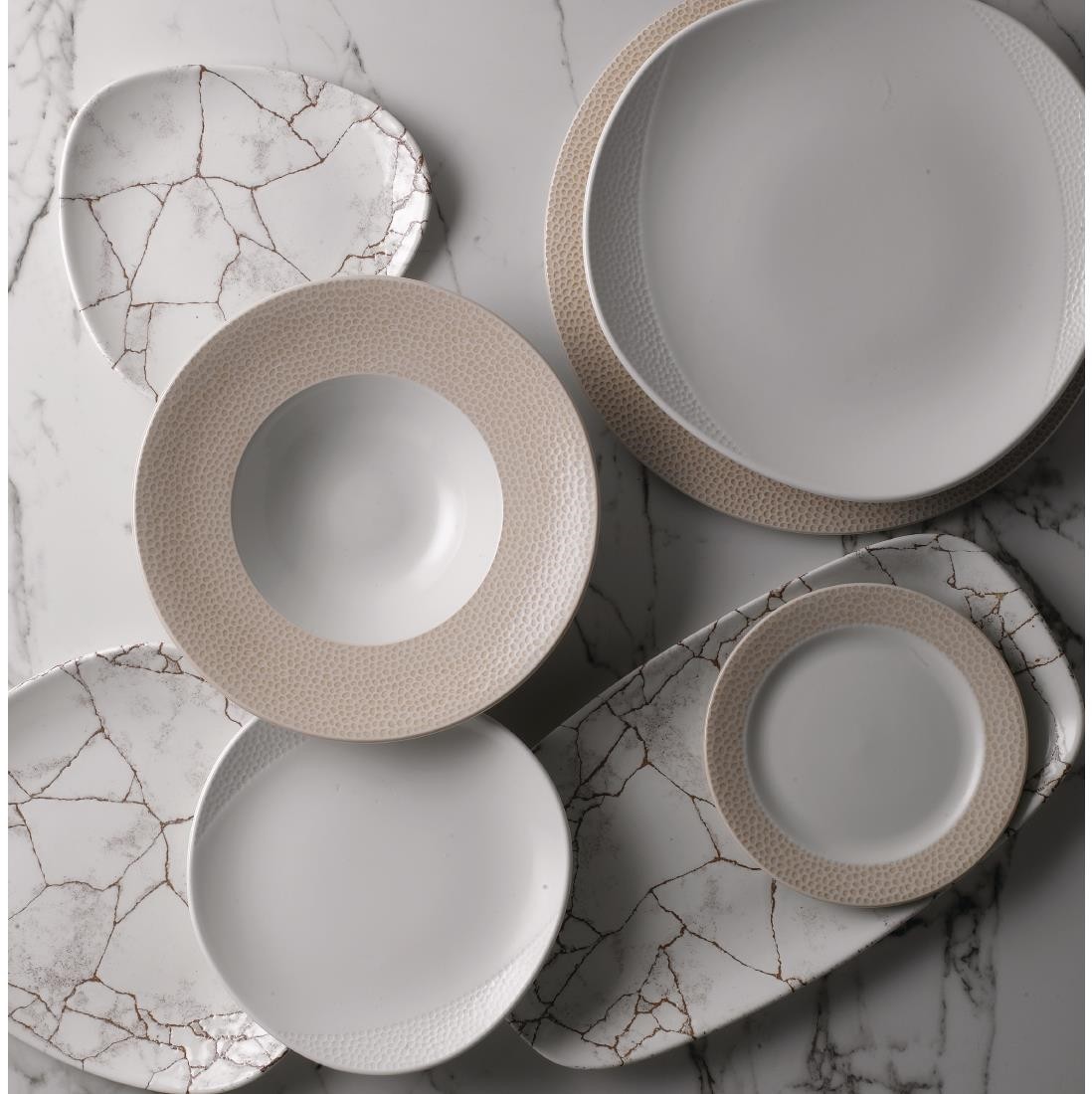  Churchill Assiettes triangulaires Studio Prints Kintsugi Agate Grey Lotus 228mm (Lot de 12) 