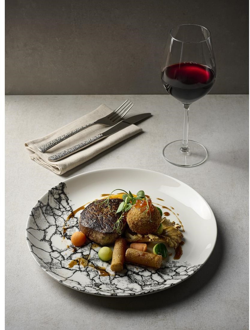  Churchill Assiettes rondes Kintsugi Accents Quartz Black Evolve 260mm (Lot de 12) 