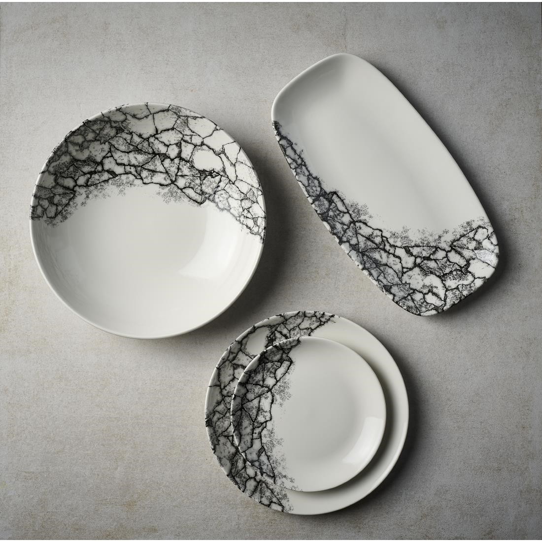  Churchill Assiettes rondes Kintsugi Accents Quartz Black Evolve 217mm (Lot de 12) 