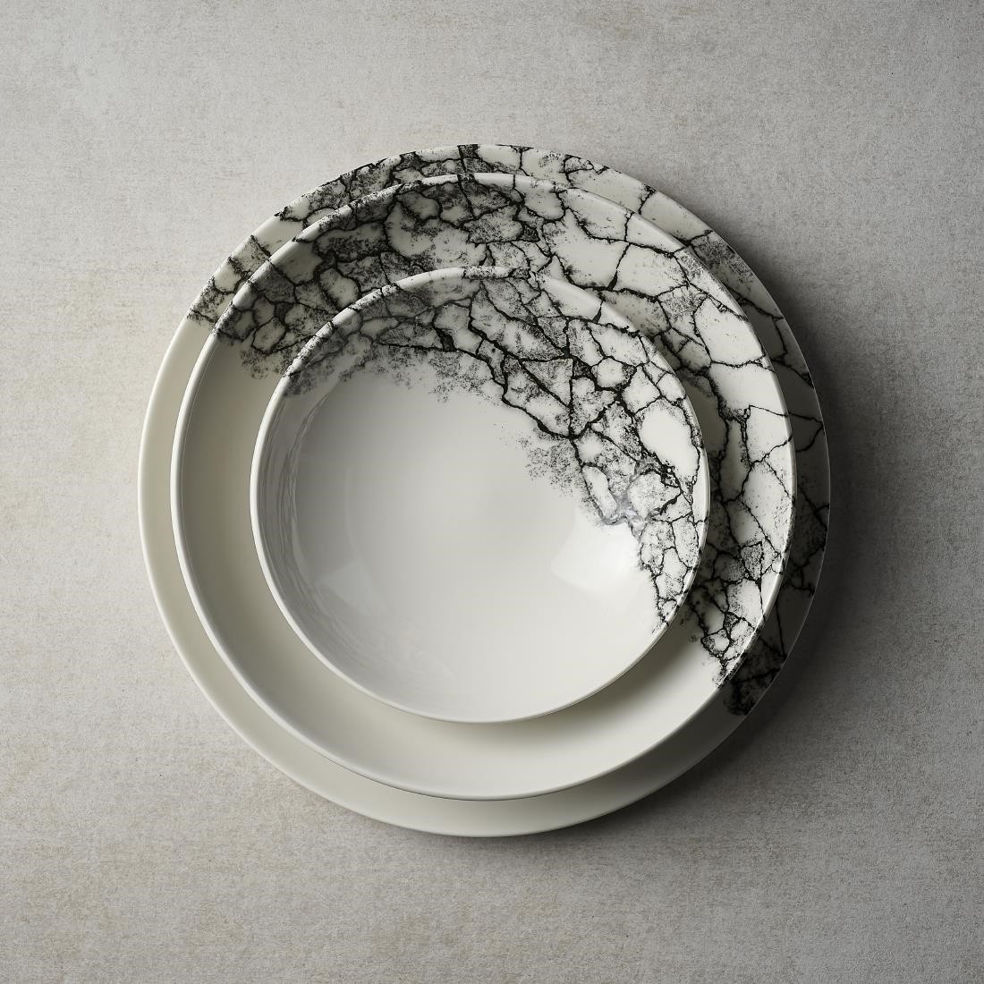  Churchill Assiettes rondes Kintsugi Accents Quartz Black Evolve 165mm (Lot de 12) 