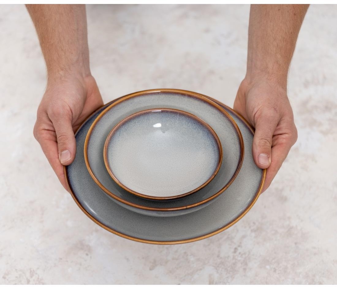  Olympia Assiettes creuses Drift gris uni 260 mm (lot de 4) 