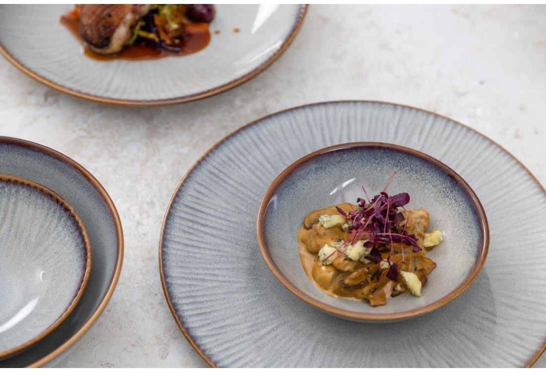  Olympia Assiettes plates Drift en relief gris 280mm (lot de 4) 