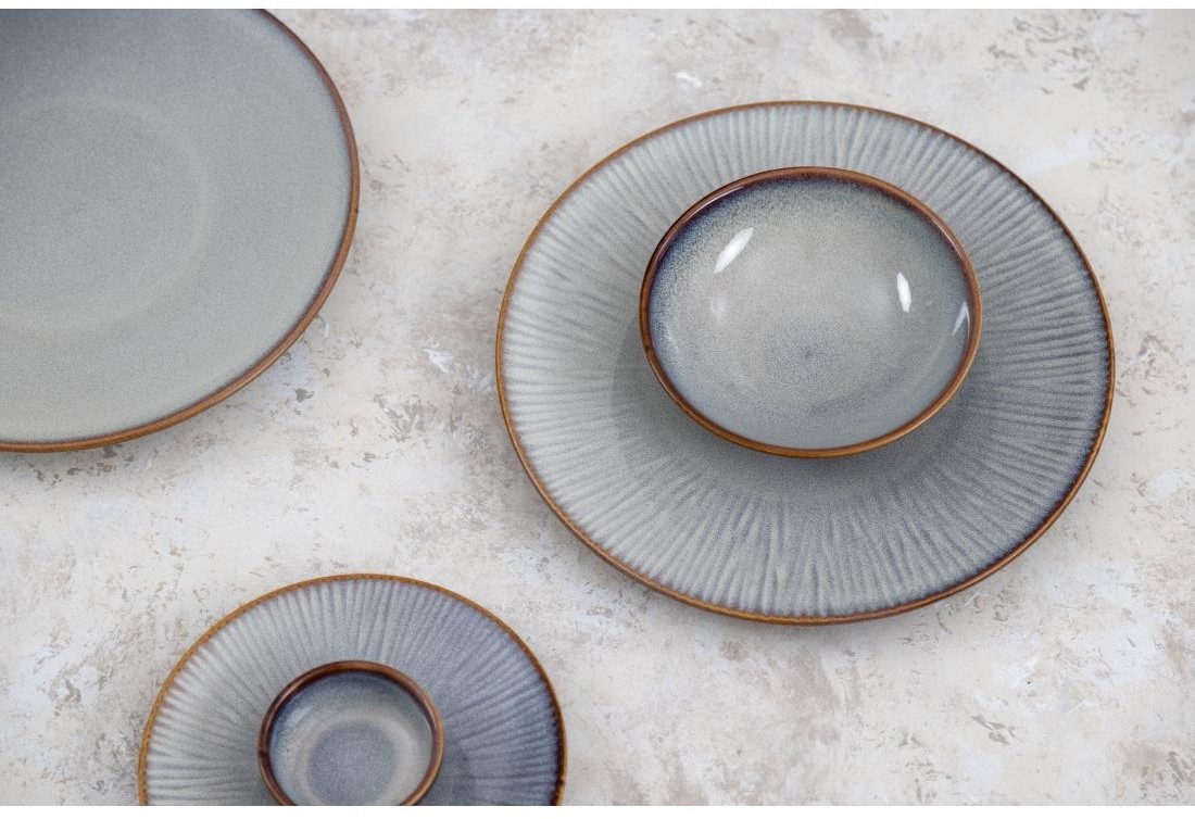  Olympia Assiettes creuses Drift en relief gris 260 mm (lot de 4) 