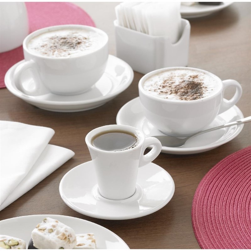  Olympia Soucoupes pour tasses &agrave; cappuccino blanches 160mm Olympia 