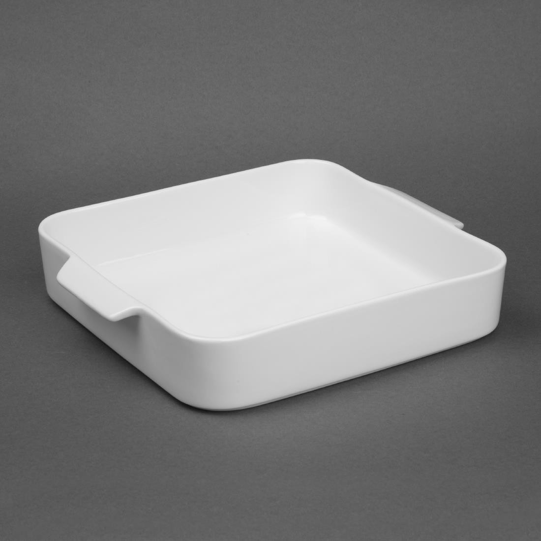  Olympia Plats &agrave; four carr&eacute;s avec poign&eacute;es Whiteware 260x225x50mm (lot de 2) 