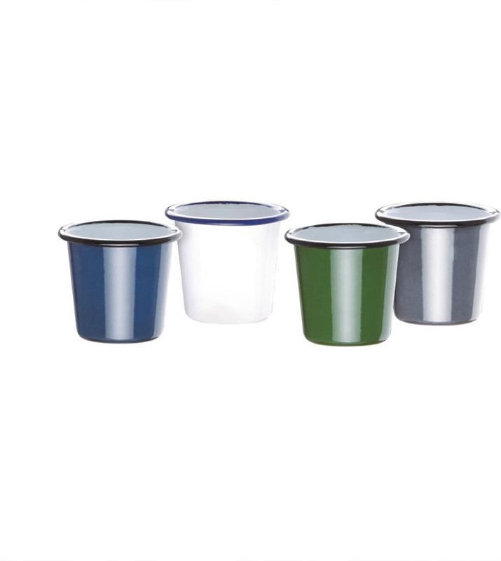  Olympia Pot &agrave; sauce en acier &eacute;maill&eacute; bleu et blanc 114ml 