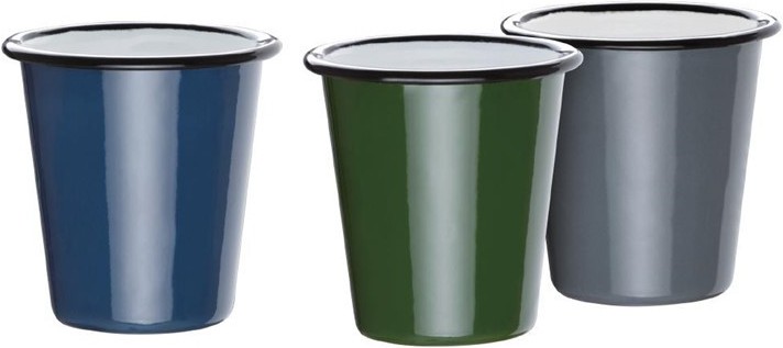  Olympia Gobelets en acier &eacute;maill&eacute; gris et noir 310ml 