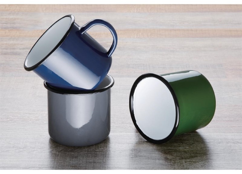  Olympia Mugs en acier &eacute;maill&eacute; vert et noir 350ml 