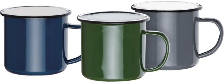  Olympia Mugs en acier &eacute;maill&eacute; vert et noir 350ml 