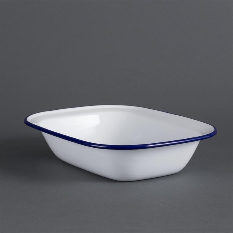  Olympia Plat de service rectangulaire acier &eacute;maill&eacute; 280x190x55mm lot de 6 