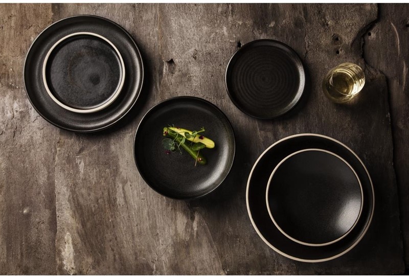  Olympia Assiettes plates bord droit noir mat Canvas 18 cm 