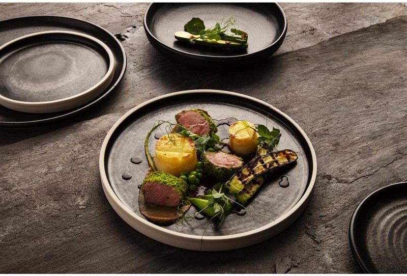 Olympia Assiettes plates bord droit noir mat Canvas 18 cm 