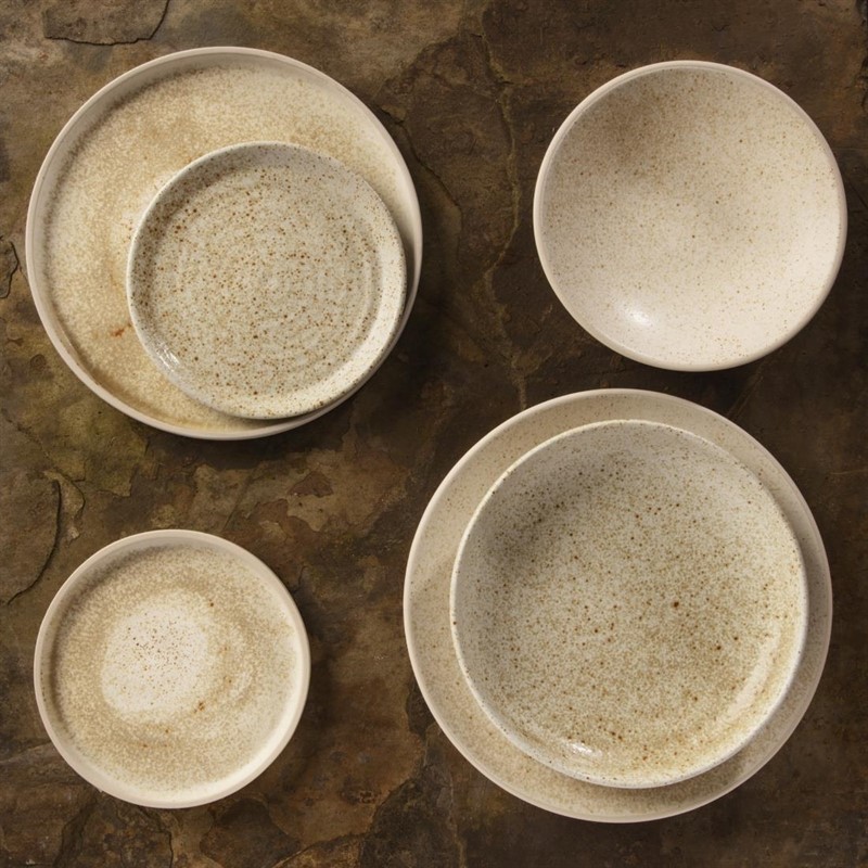  Olympia Assiettes plates beige mouchet&eacute; Canvas 18 cm 