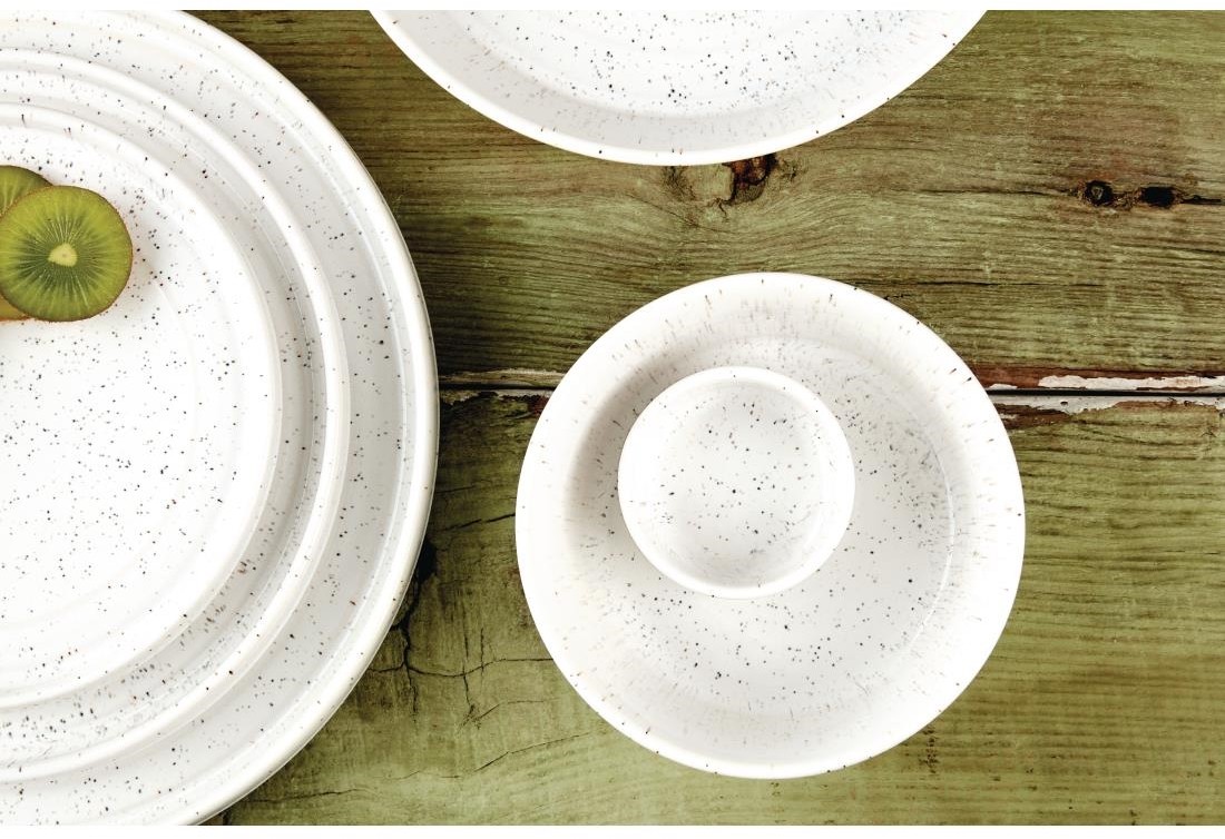  Olympia Assiettes plates rondes Cavolo blanc mouchet&eacute; 180mm (lot de 6) 