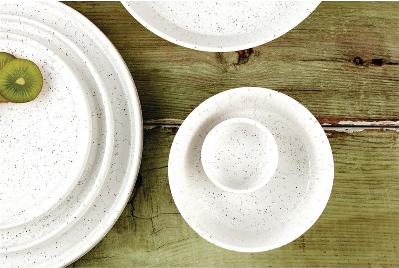  Olympia Assiettes plates rondes Cavolo blanc mouchet&eacute; 220mm (lot de 6) 