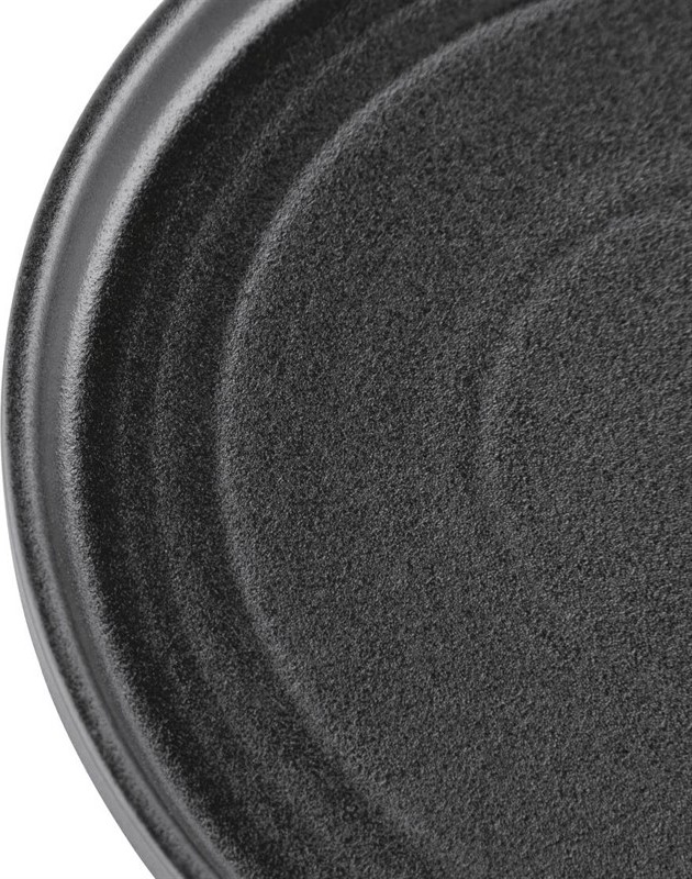  Olympia Assiettes plates rondes textur&eacute;es Cavolo noires 270mm (lot de 4) 