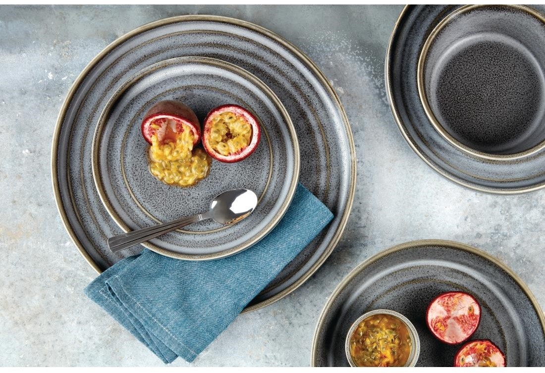  Olympia Assiettes plates rondes Cavolo anthracite 180mm (lot de 4) 