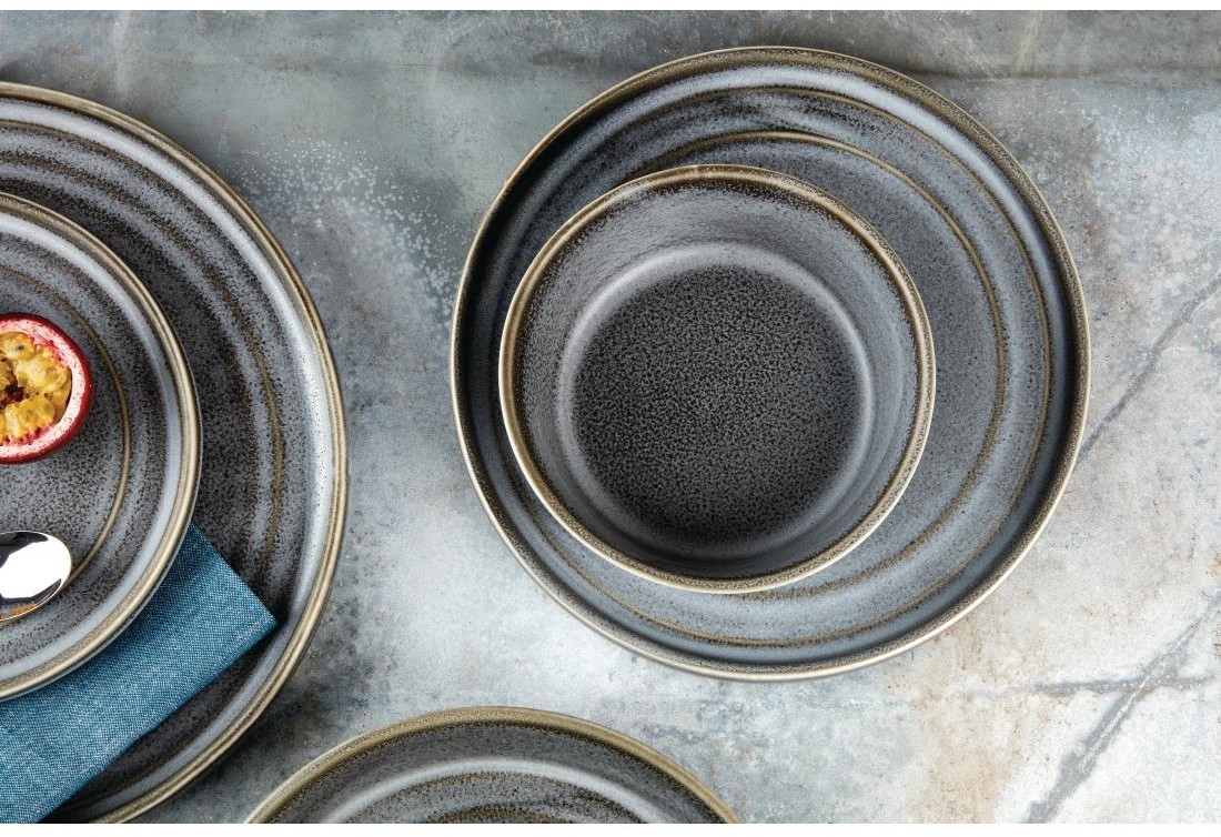  Olympia Assiettes plates rondes Cavolo anthracite 180mm (lot de 4) 